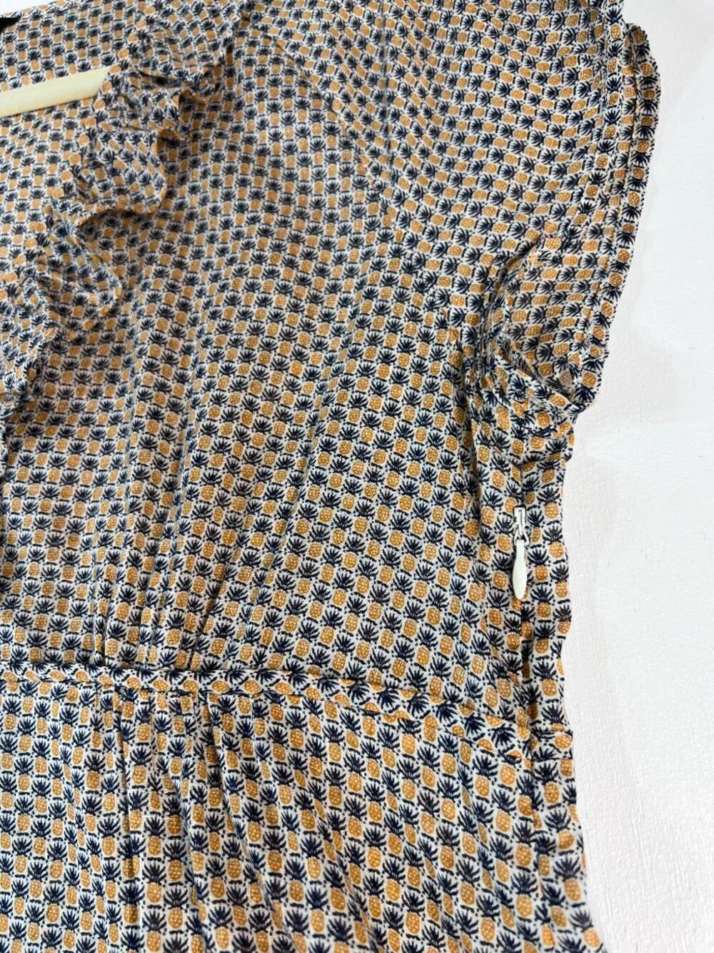 J.Crew Size 14 Pineapple Print Ruffle‎ Peplum Cotton Blouse Top